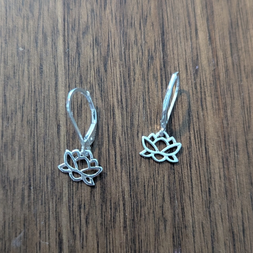 USA Made Fine Silver Lotus Earrings